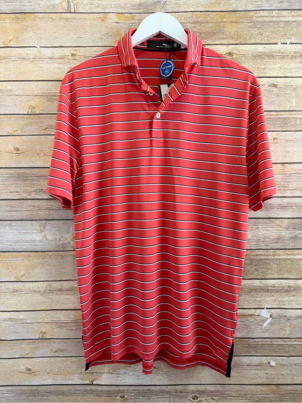 RLX Ralph Lauren Polo Shirt Men’s Size Small Red Stripe Golf Short Sleeve NWT
